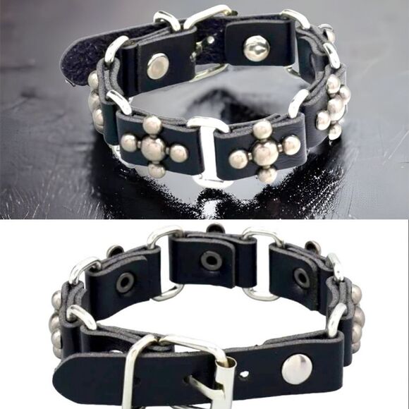 Men’s Soft Leather Rivet Bracelet, new - Picture 3 of 8